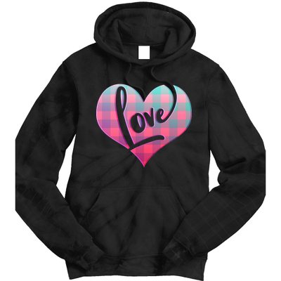 Buffalo Plaid Love Heart Valentines Day Tie Dye Hoodie