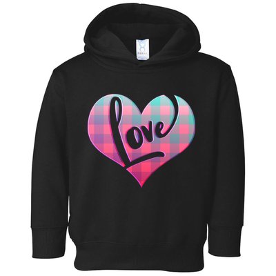 Buffalo Plaid Love Heart Valentines Day Toddler Hoodie