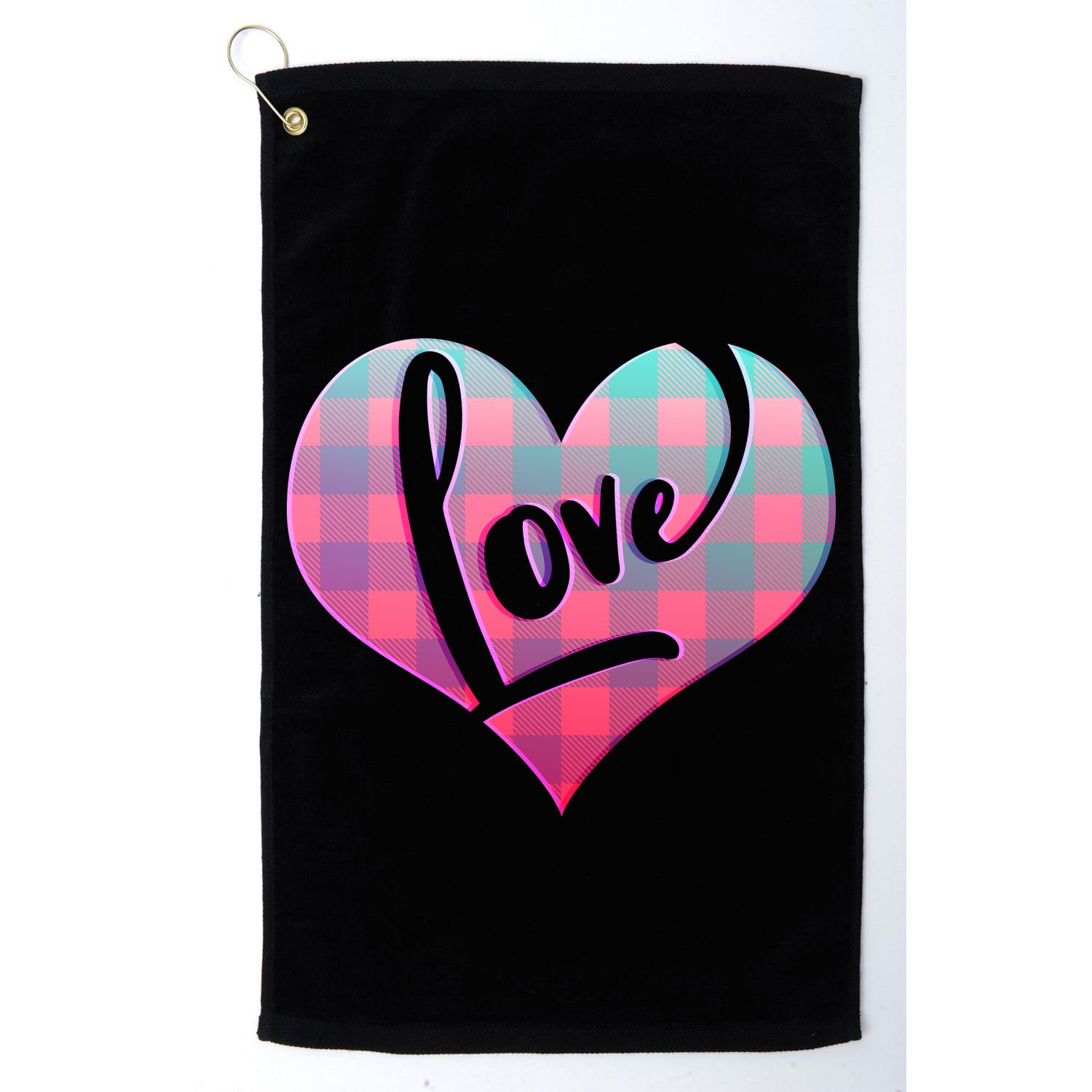 Buffalo Plaid Love Heart Valentines Day Golf Towel