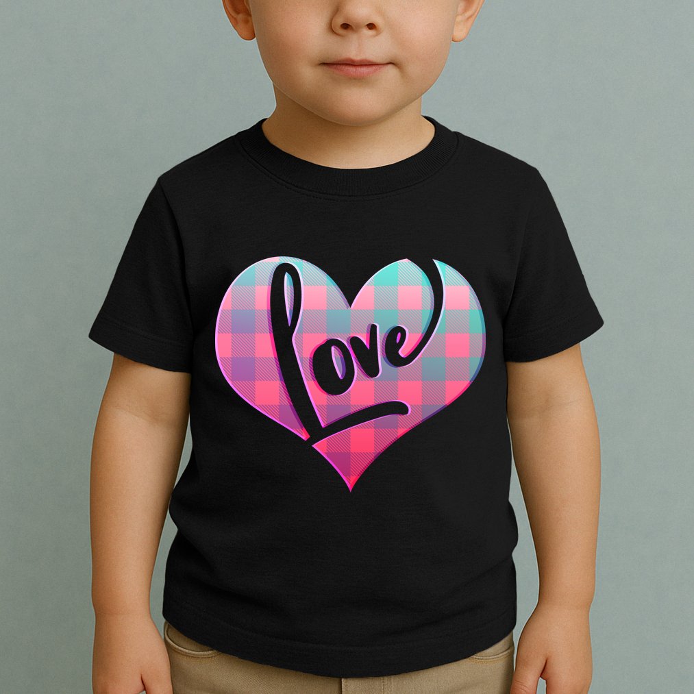 Buffalo Plaid Love Heart Valentines Day Toddler T-Shirt
