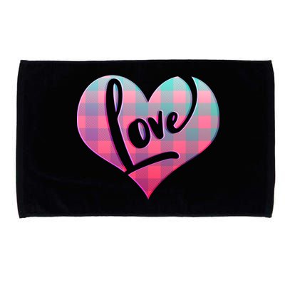 Buffalo Plaid Love Heart Valentines Day Microfiber Hand Towel