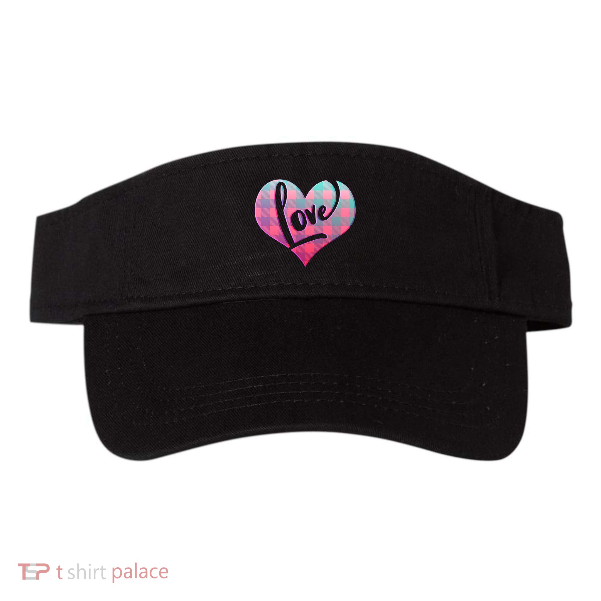 Buffalo Plaid Love Heart Valentines Day Valucap Bio-Washed Visor