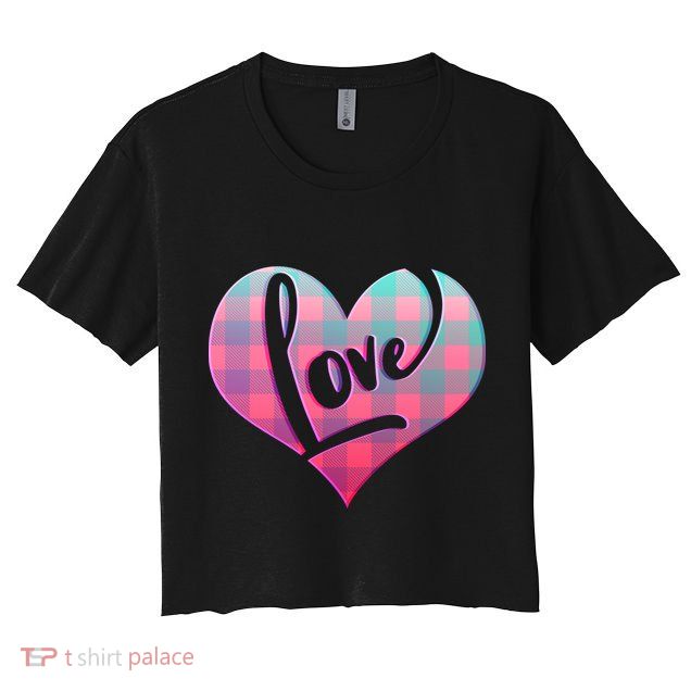 Buffalo Plaid Love Heart Valentines Day Crop Top