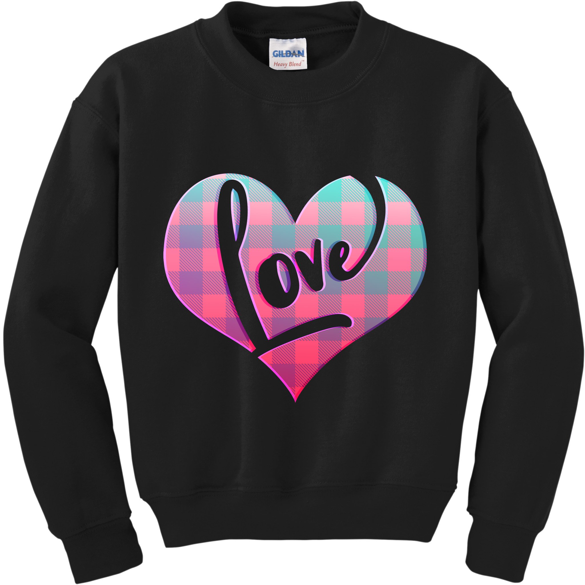 Buffalo Plaid Love Heart Valentines Day Kids Sweatshirt