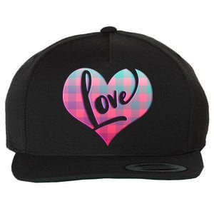 Buffalo Plaid Love Heart Valentines Day Wool Snapback Cap