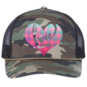 Buffalo Plaid Love Heart Valentines Day Retro Rope Trucker Hat Cap