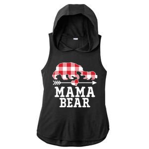 Buffalo Plaid Mama Bear Ladies PosiCharge Tri-Blend Wicking Draft Hoodie Tank