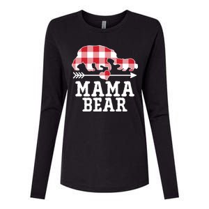 Buffalo Plaid Mama Bear Womens Cotton Relaxed Long Sleeve T-Shirt