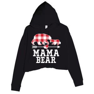 Buffalo Plaid Mama Bear Crop Fleece Hoodie