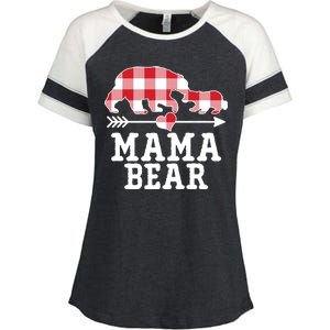 Buffalo Plaid Mama Bear Enza Ladies Jersey Colorblock Tee