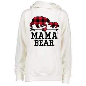 Buffalo Plaid Mama Bear Womens Funnel Neck Pullover Hood