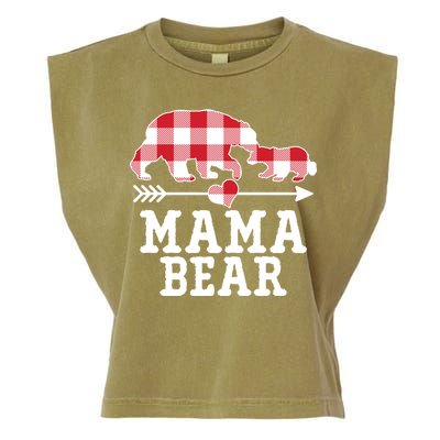 Buffalo Plaid Mama Bear Garment-Dyed Women's Muscle Tee