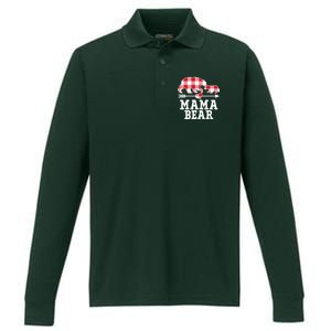 Buffalo Plaid Mama Bear Performance Long Sleeve Polo