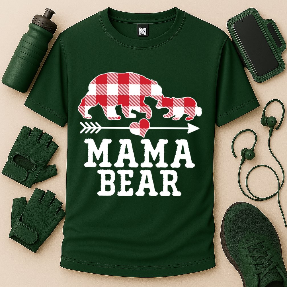 Buffalo Plaid Mama Bear Cooling Performance Crew T-Shirt