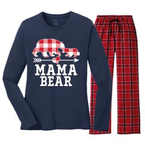 Buffalo Plaid Mama Bear Women's Long Sleeve Flannel Pajama Set 