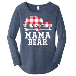 Buffalo Plaid Mama Bear Women's Perfect Tri Tunic Long Sleeve Shirt