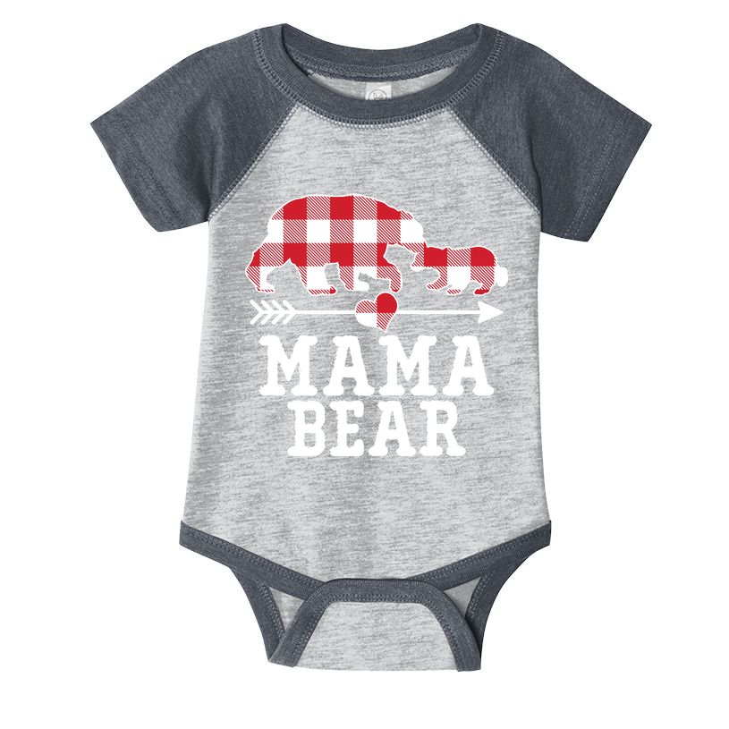 Buffalo Plaid Mama Bear Infant Baby Jersey Bodysuit