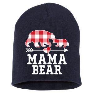 Buffalo Plaid Mama Bear Short Acrylic Beanie