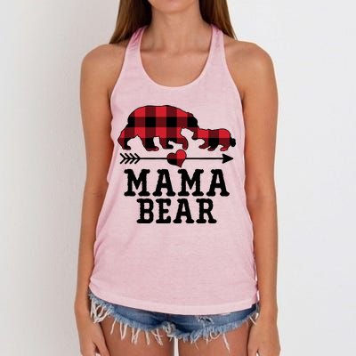 Buffalo Plaid Mama Bear Women's Knotted Racerback Tank