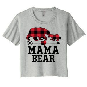 Buffalo Plaid Mama Bear Women's Crop Top Tee