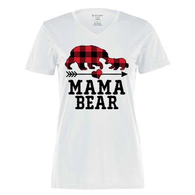 Buffalo Plaid Mama Bear Women's Momentum V-Neck T-Shirt