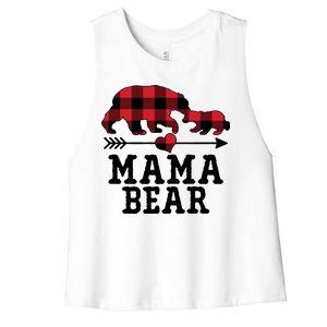 Buffalo Plaid Mama Bear Women's Racerback Cropped Tank