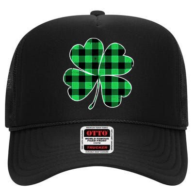 Buffalo Plaid Vintage Clover High Crown Mesh Back Trucker Hat