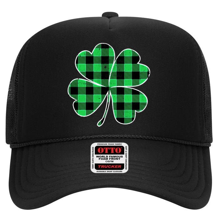 Buffalo Plaid Vintage Clover High Crown Mesh Back Trucker Hat