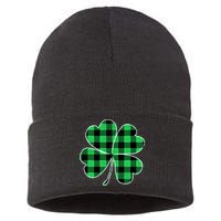 Buffalo Plaid Vintage Clover Sustainable Knit Beanie