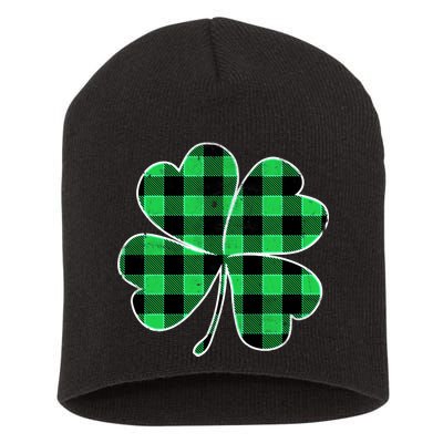 Buffalo Plaid Vintage Clover Short Acrylic Beanie