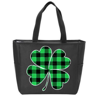 Buffalo Plaid Vintage Clover Zip Tote Bag