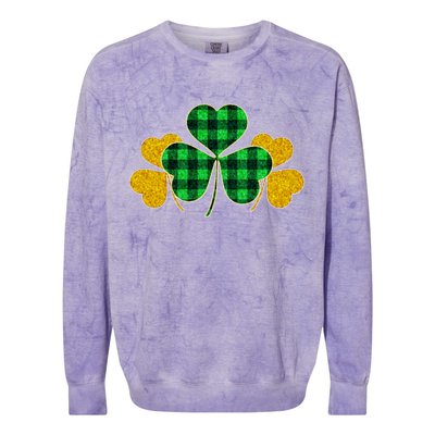 Buffalo Shamrock Plaid Irish Clovers Colorblast Crewneck Sweatshirt