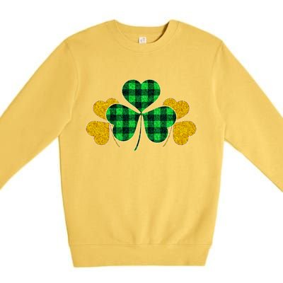 Buffalo Shamrock Plaid Irish Clovers Premium Crewneck Sweatshirt