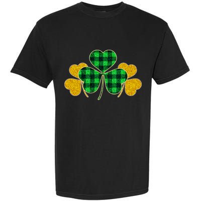 Buffalo Shamrock Plaid Irish Clovers Garment-Dyed Heavyweight T-Shirt