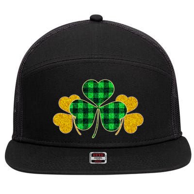 Buffalo Shamrock Plaid Irish Clovers 7 Panel Mesh Trucker Snapback Hat