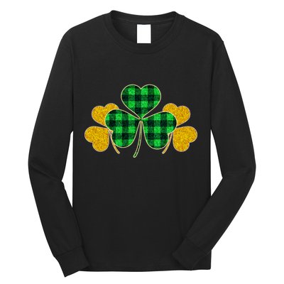 Buffalo Shamrock Plaid Irish Clovers Long Sleeve Shirt