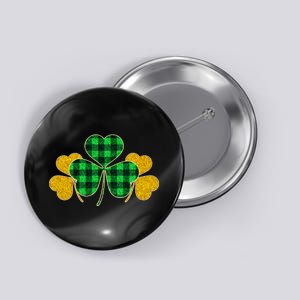 Buffalo Shamrock Plaid Irish Clovers Button