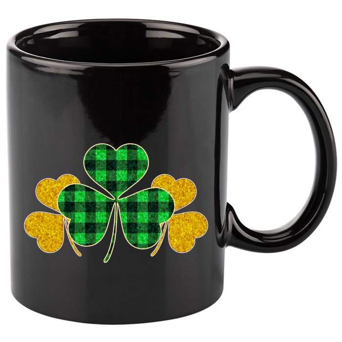 Buffalo Shamrock Plaid Irish Clovers 11oz C Handle Ceramic Mug