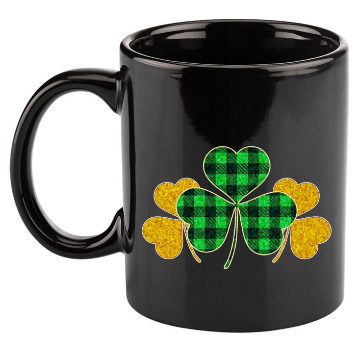 Buffalo Shamrock Plaid Irish Clovers 11oz C Handle Ceramic Mug