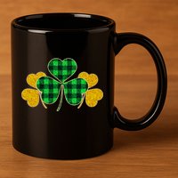 Buffalo Shamrock Plaid Irish Clovers 11oz C Handle Ceramic Mug