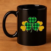 Buffalo Shamrock Plaid Irish Clovers 11oz C Handle Ceramic Mug