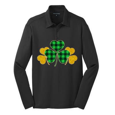 Buffalo Shamrock Plaid Irish Clovers Silk Touch Performance Long Sleeve Polo