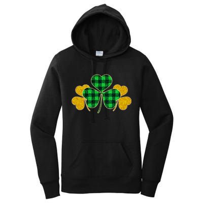 Buffalo Shamrock Plaid Irish Clovers Women's Pullover Hoodie