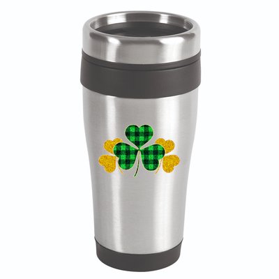 Buffalo Shamrock Plaid Irish Clovers 16oz Travel Tumbler
