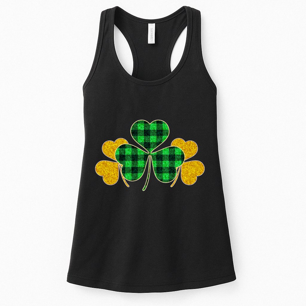 Buffalo Shamrock Plaid Irish Clovers Womens Tank Top