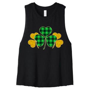 Buffalo Shamrock Plaid Irish Clovers Women's Racerback Cropped Tank