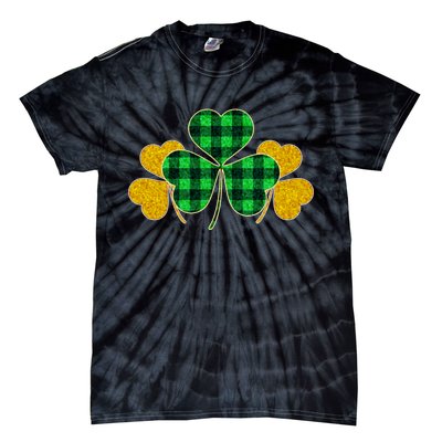 Buffalo Shamrock Plaid Irish Clovers Tie-Dye T-Shirt