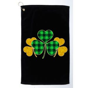 Buffalo Shamrock Plaid Irish Clovers Platinum Collection Golf Towel