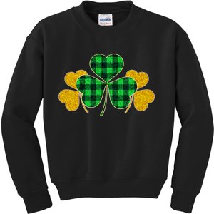 Buffalo Shamrock Plaid Irish Clovers Kids Sweatshirt