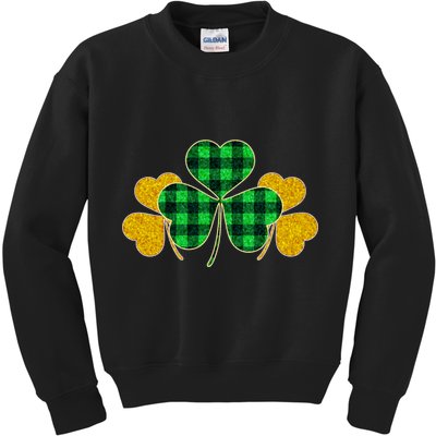 Buffalo Shamrock Plaid Irish Clovers Kids Sweatshirt